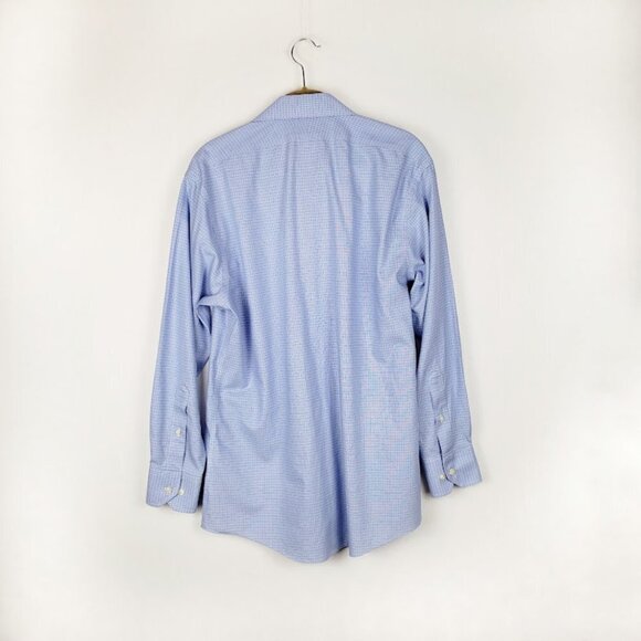 Brooks Brothers Button Up Shirt No Iron Regent Cotton White Blue Check Size 15.5 - Picture 2 of 6